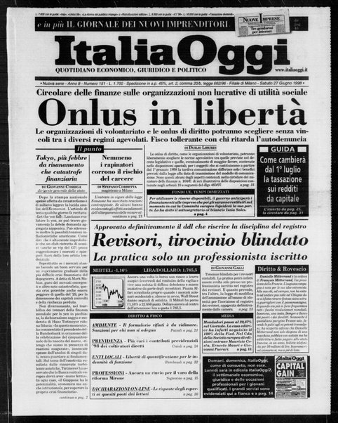 Italia oggi : quotidiano di economia finanza e politica